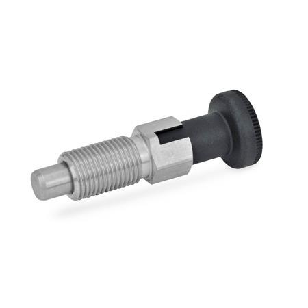 Otto Ganter Stainless Steel Indexing Plunger with Knob with and without Rest Position, GN 717